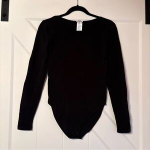 Wolford Berlin Round Neck Long Sleeve Bodysuit Black Cotton Blend Size L